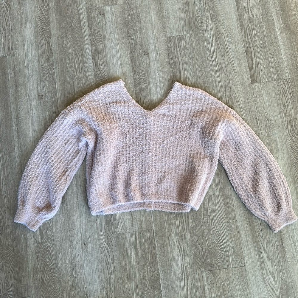 Pink Rose sweater with back button detail